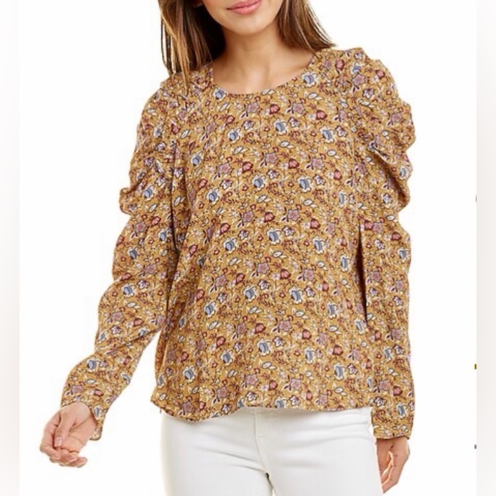 Rebecca Minkoff NWT SZ XL Carrie
Puff Shoulder Top Golden Yellow